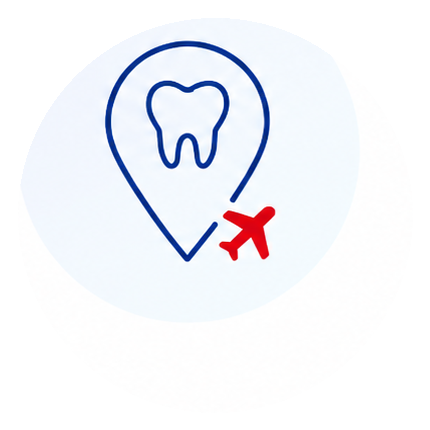 Dental tourism location tooth icon